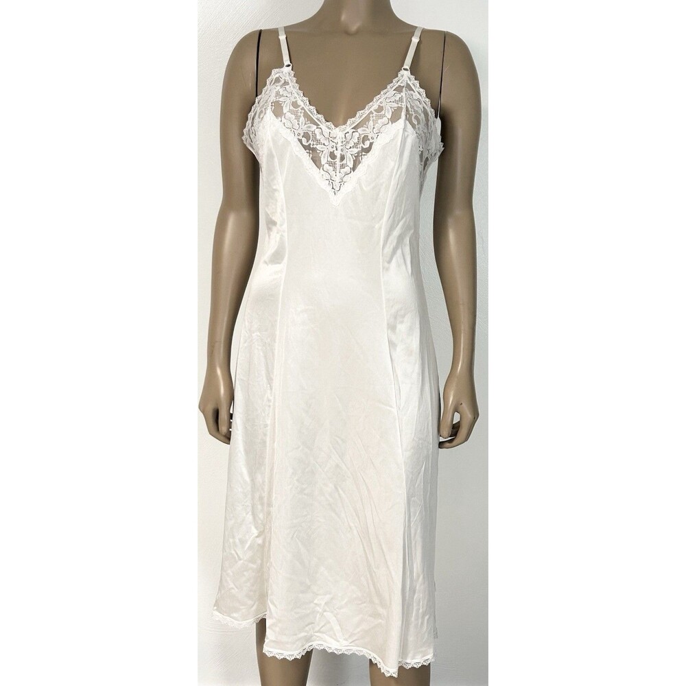 VTG Maidenform Something Special Nylon Full Slip Size 36 White Lace ILGWU USA